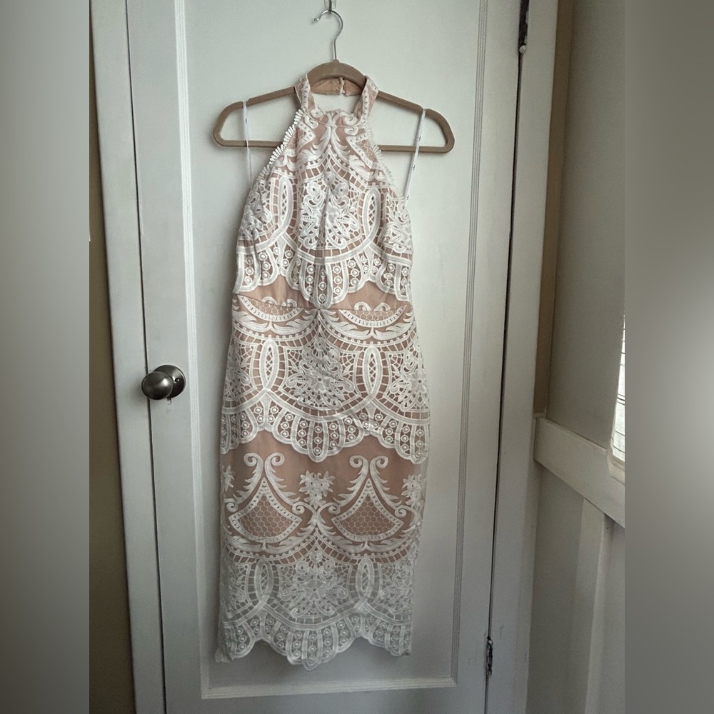 Lulus dress perfect for casual wedding dress, rehearsal or bachelorette.